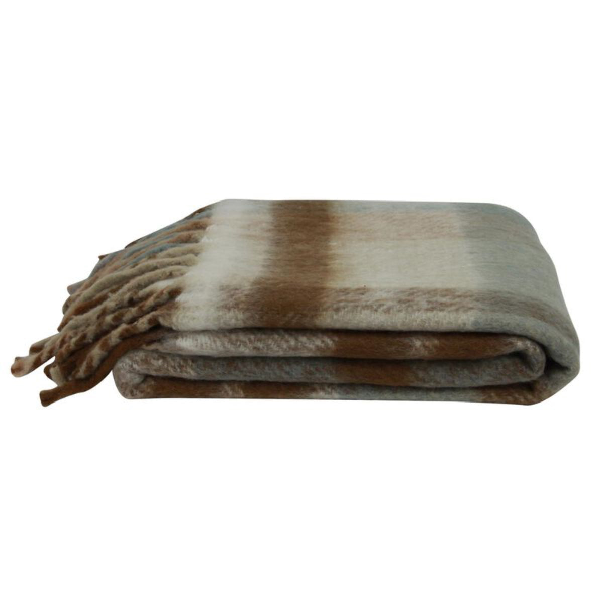 Blue & Brown Plaid Tassel Throw