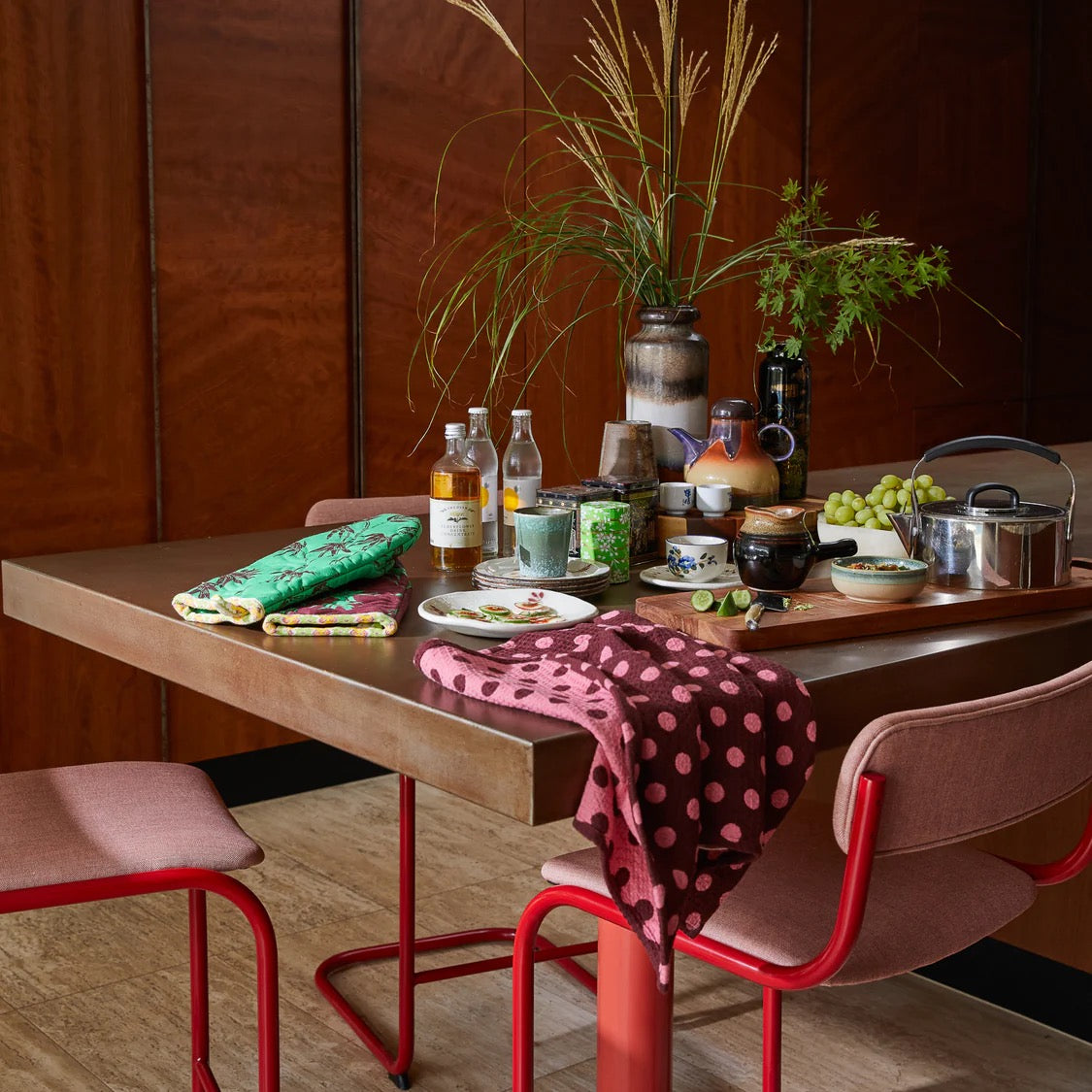 Sage and Clare Paige Tea Towel - Rosewood