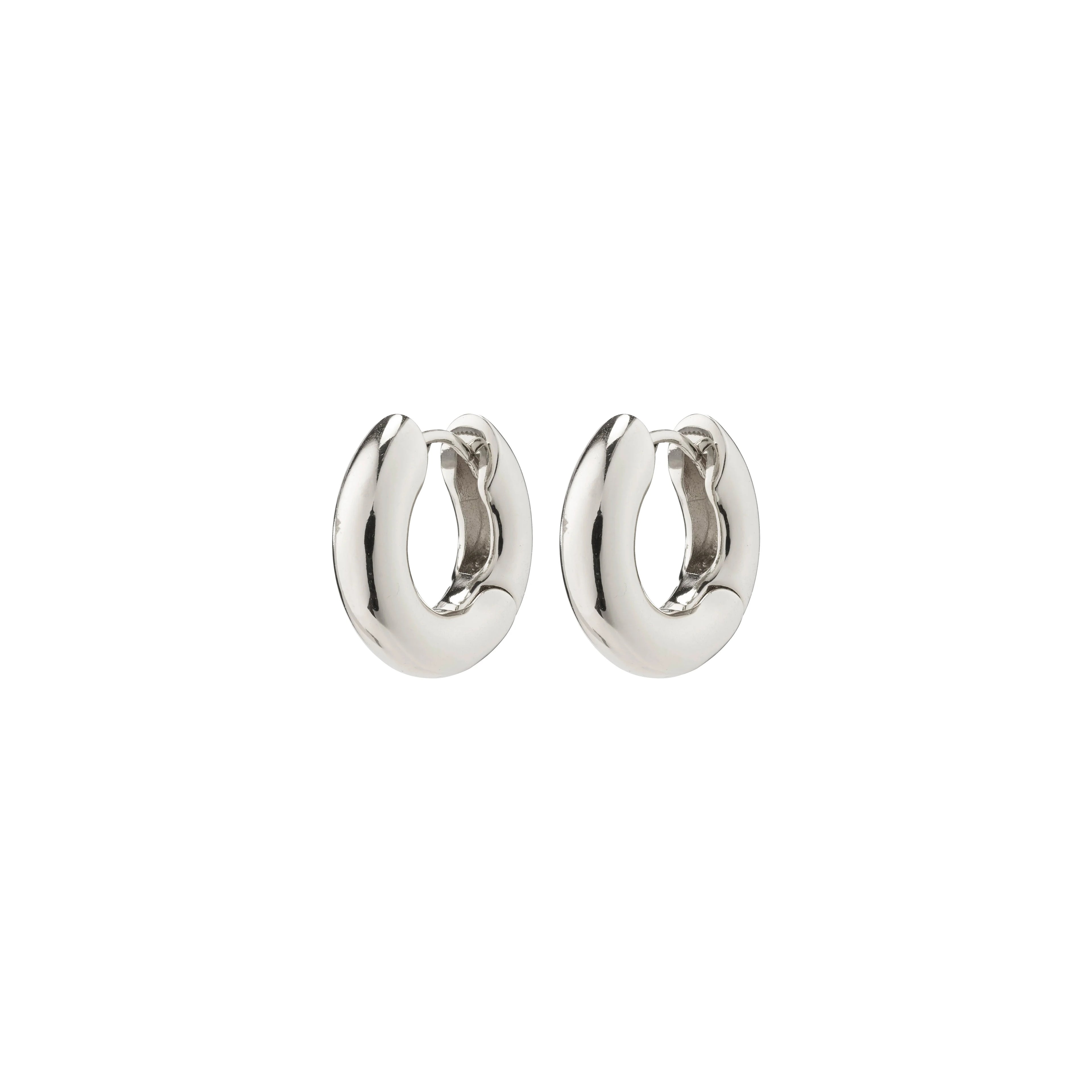 Aica Recycled Chunky Huggie Hoop Earrings - Silver Plated