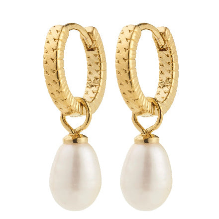 Elliana White Earrings - Gold Plated