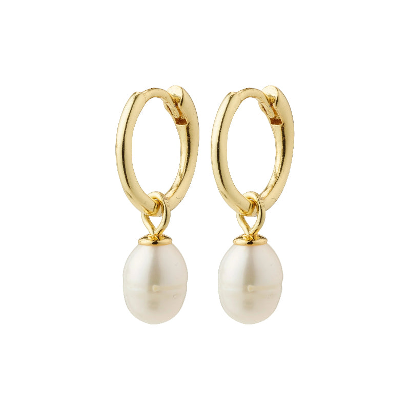 Berthe Recycled Pearl Hoop Earrings - Gold Plated