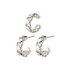 Desiree Recycled Hoop and Cuff Earrings - Silver Plated