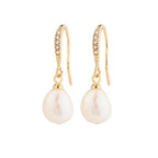 Jasmin Pearl Earrings - Gold Plated White
