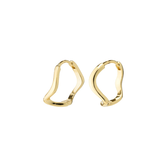 Alberte Organic Shape Hoop Earrings - Gold Plated
