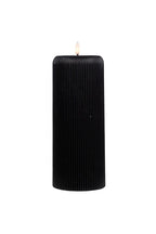 LED Ribbed Pillar Candle - Black