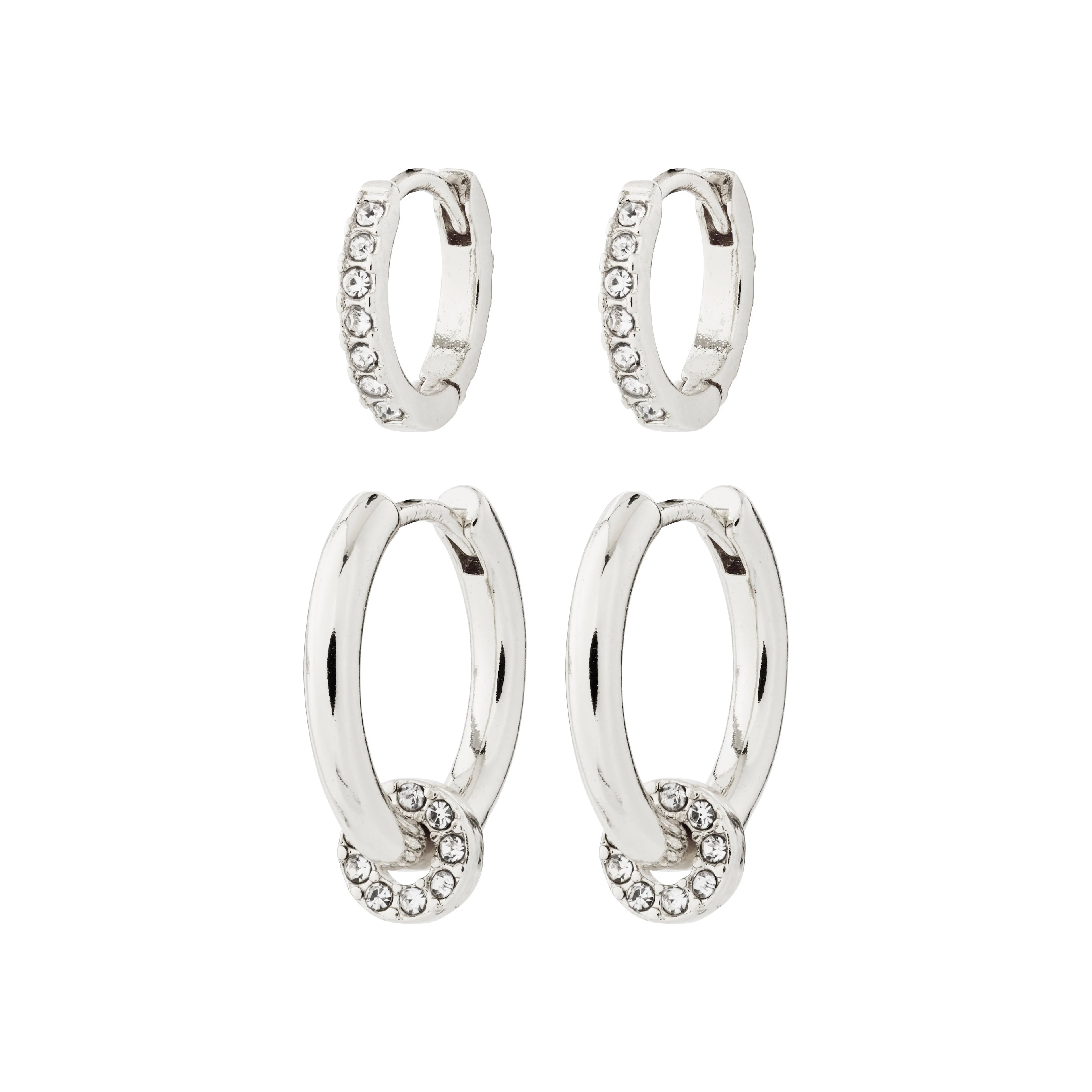 Scottie recycled earrings 2 in 1 set - Silver plated