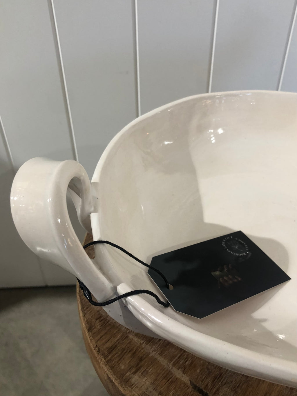 Magnolia Lane Handled Serving Bowl -white