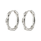 Eddy Recycled Organic Shaped Medium Hoops  - Silver Plated