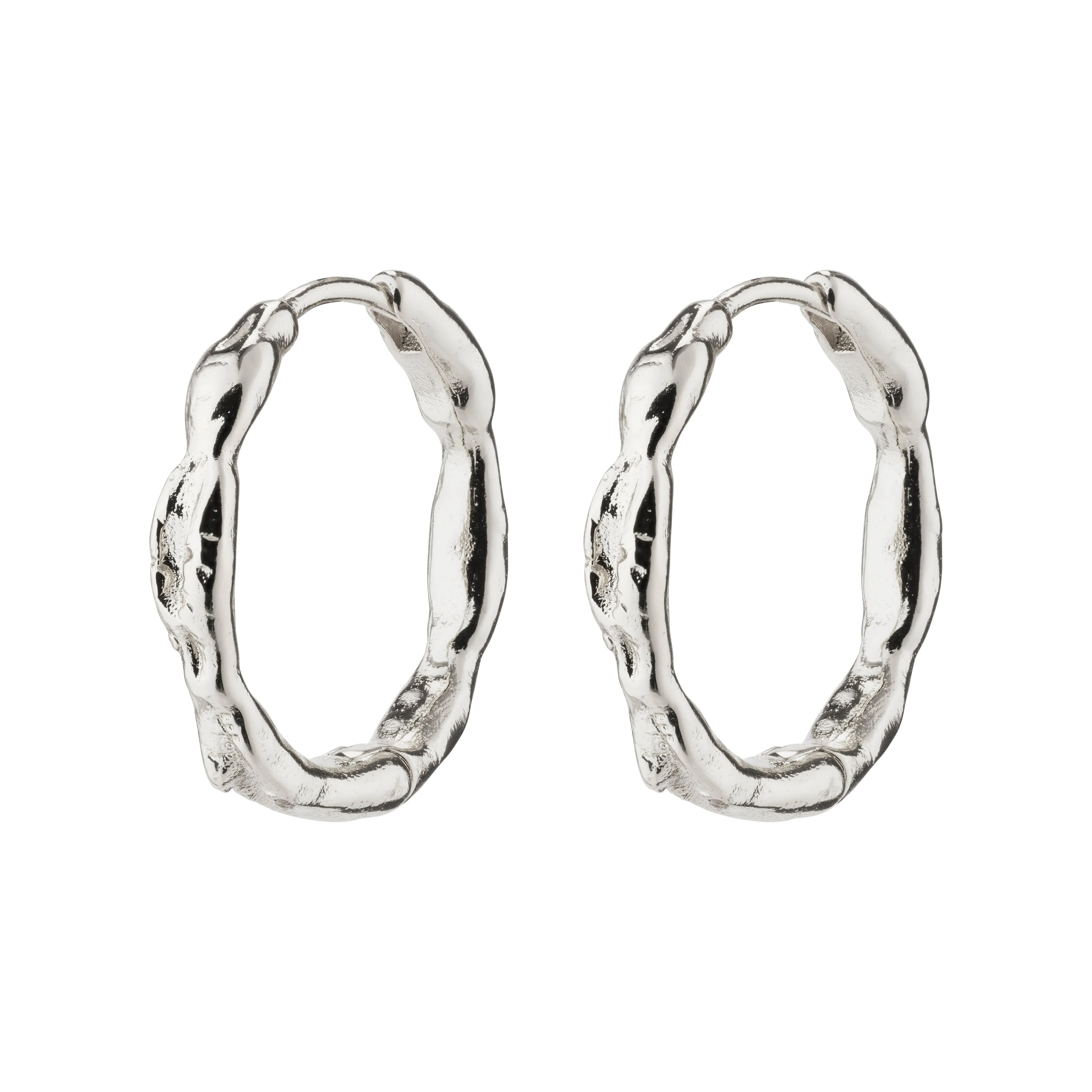 Eddy Recycled Organic Shaped Medium Hoops  - Silver Plated