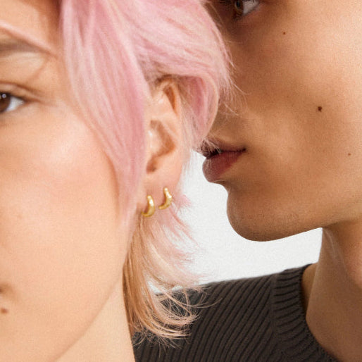 Eddy Recycled Organic Shaped Mini Huggie Hoops  - Gold Plated