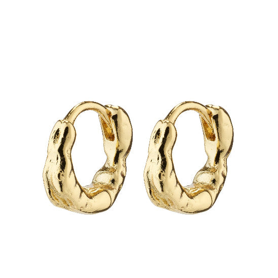 Eddy Recycled Organic Shaped Mini Huggie Hoops  - Gold Plated