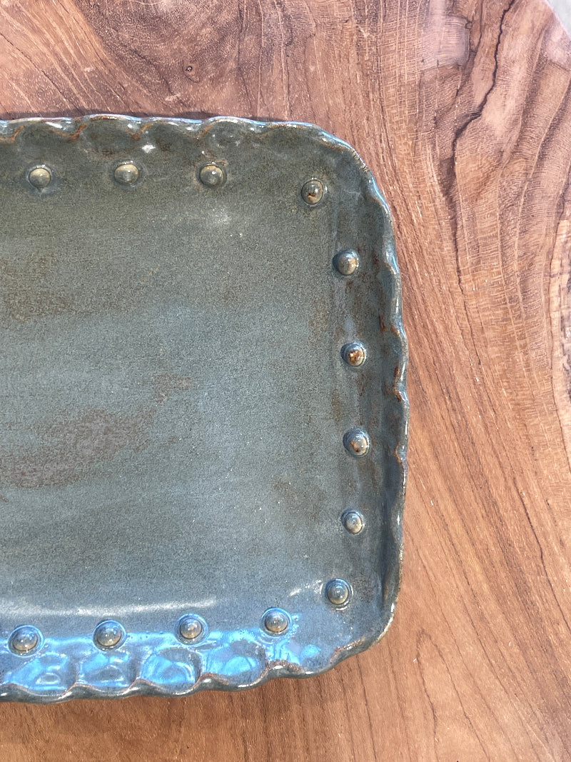 Magnolia Lane - Green Beaded Ruffle Tray