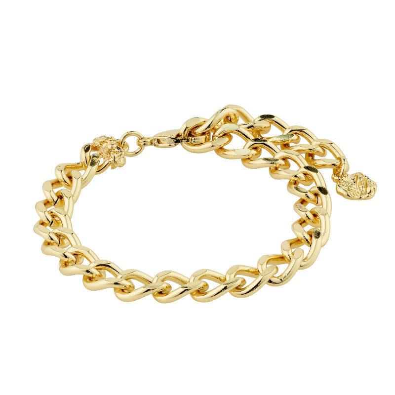 Charm Recycled Curb Chain Bracelet - Gold Plated