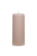 LED Ribbed Pillar Candle - Large - Taupe