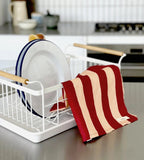 Lettuce Tea Towel - Bold Stripe Peach + Burgundy