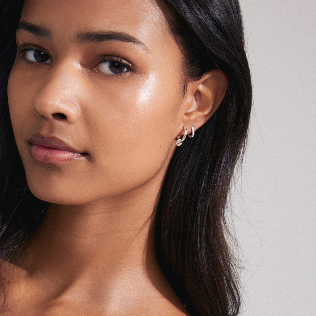 Scottie recycled earrings 2 in 1 set - Silver plated