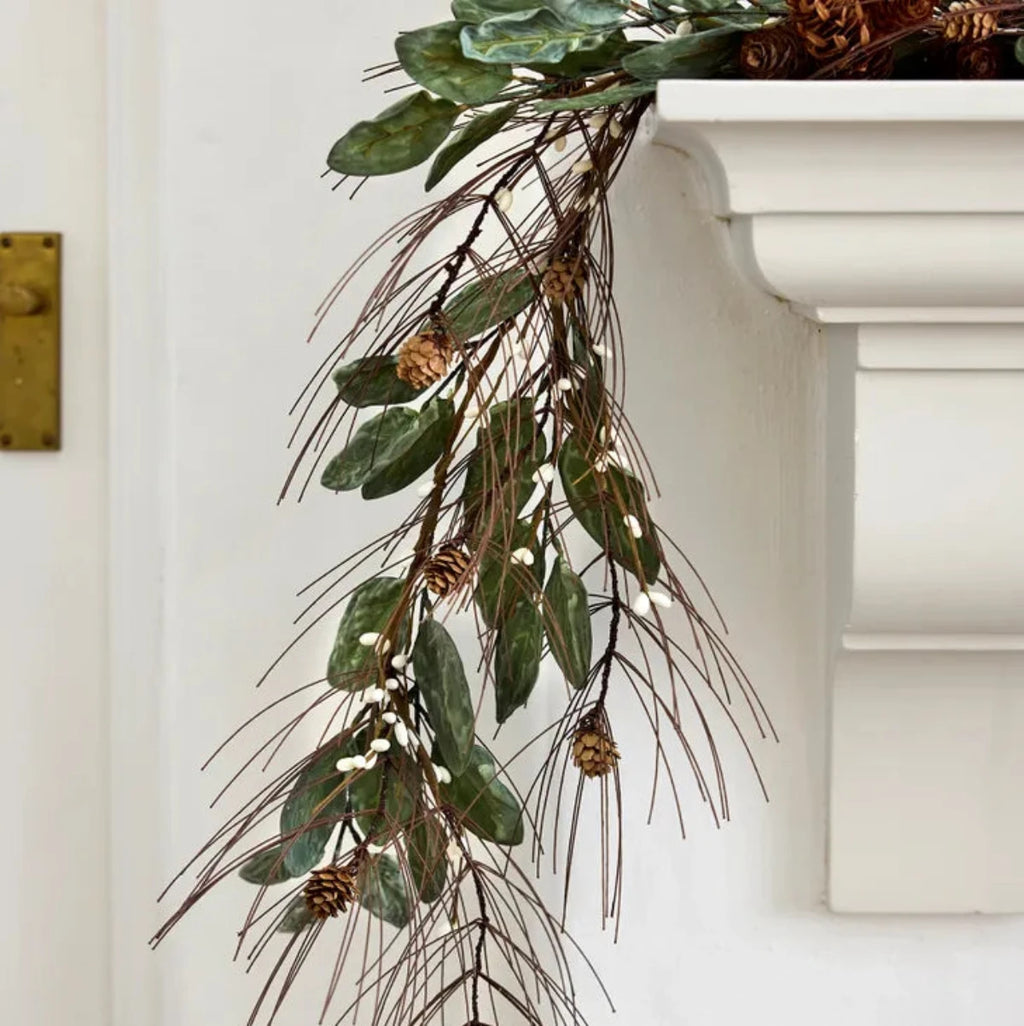 White Berry & Pinecone Swag Large