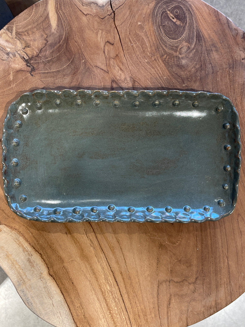 Magnolia Lane - Green Beaded Ruffle Tray