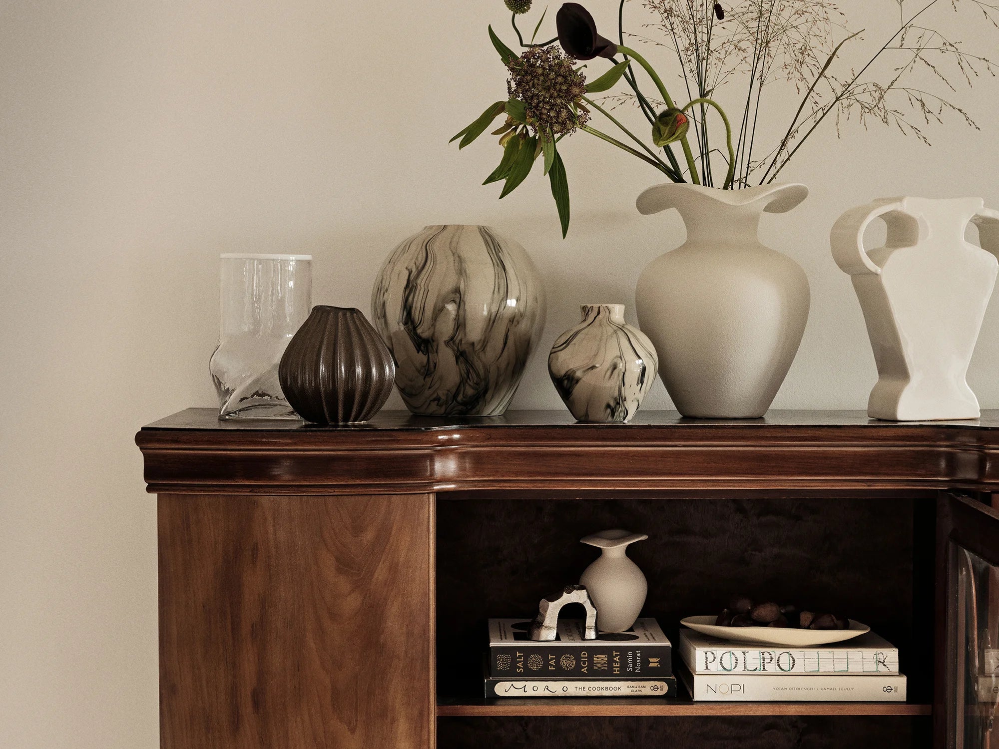 BROSTE Vase Ingrid M - Beige/Black