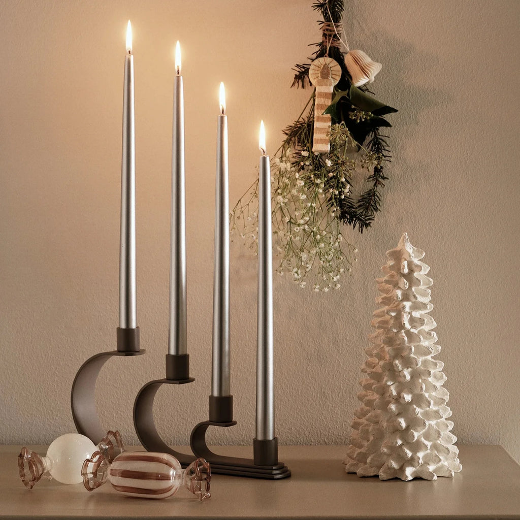 BROSTE Candle Taper S/4 H380 - Glossy Silver