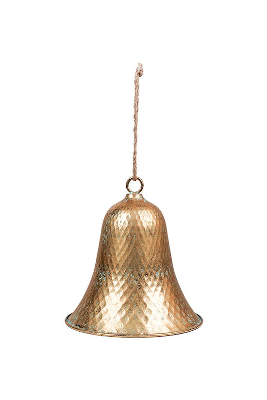 Antique Gold Diamond Texture Bell - Small