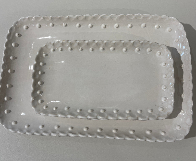 Magnolia Lane - White Beaded Ruffle Bathroom Tray