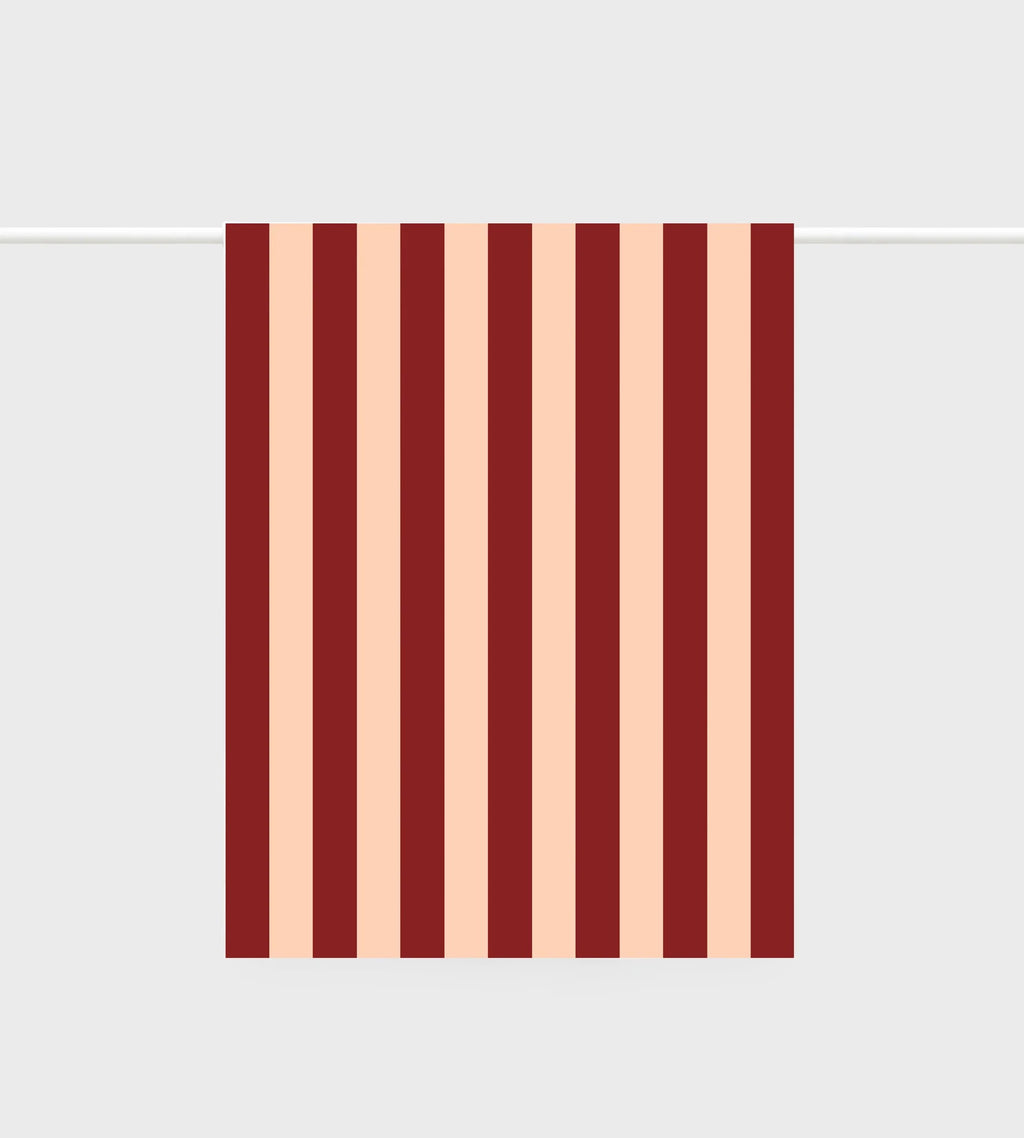Lettuce Tea Towel - Bold Stripe Peach + Burgundy