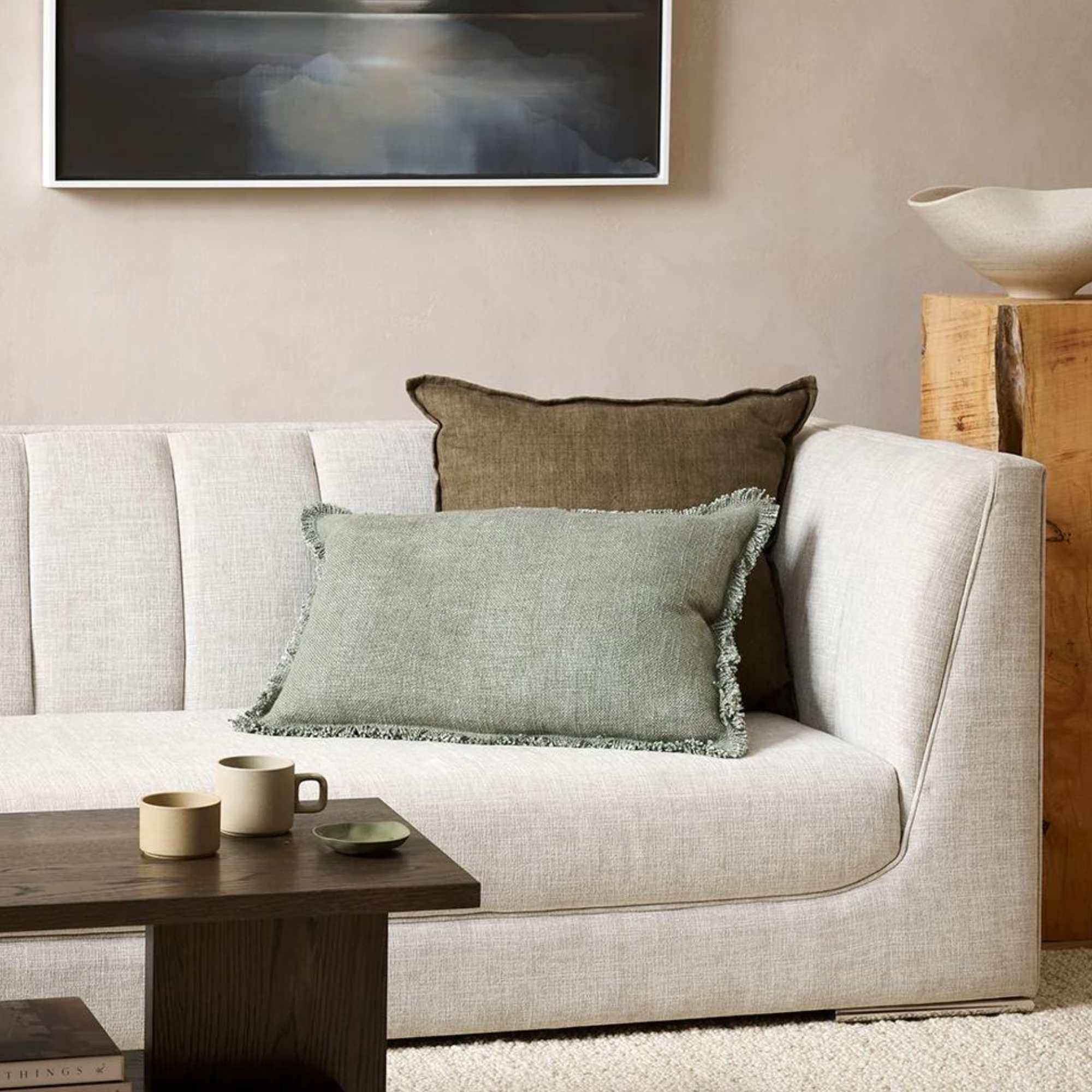 Dover Cushion with Feather Inner - Sage 40x60cm