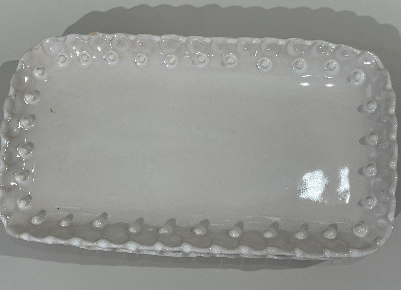 Magnolia Lane - White Beaded Ruffle Bathroom Tray