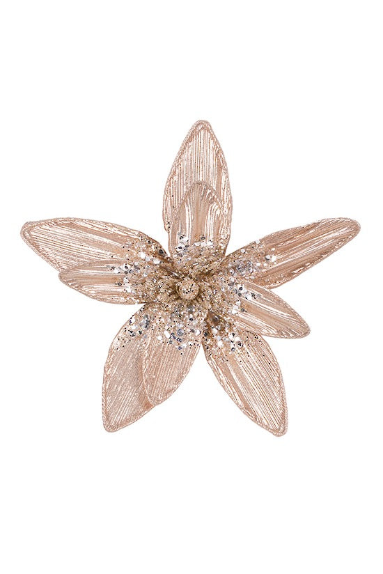 Champagne Fabric Flower Clip - Small