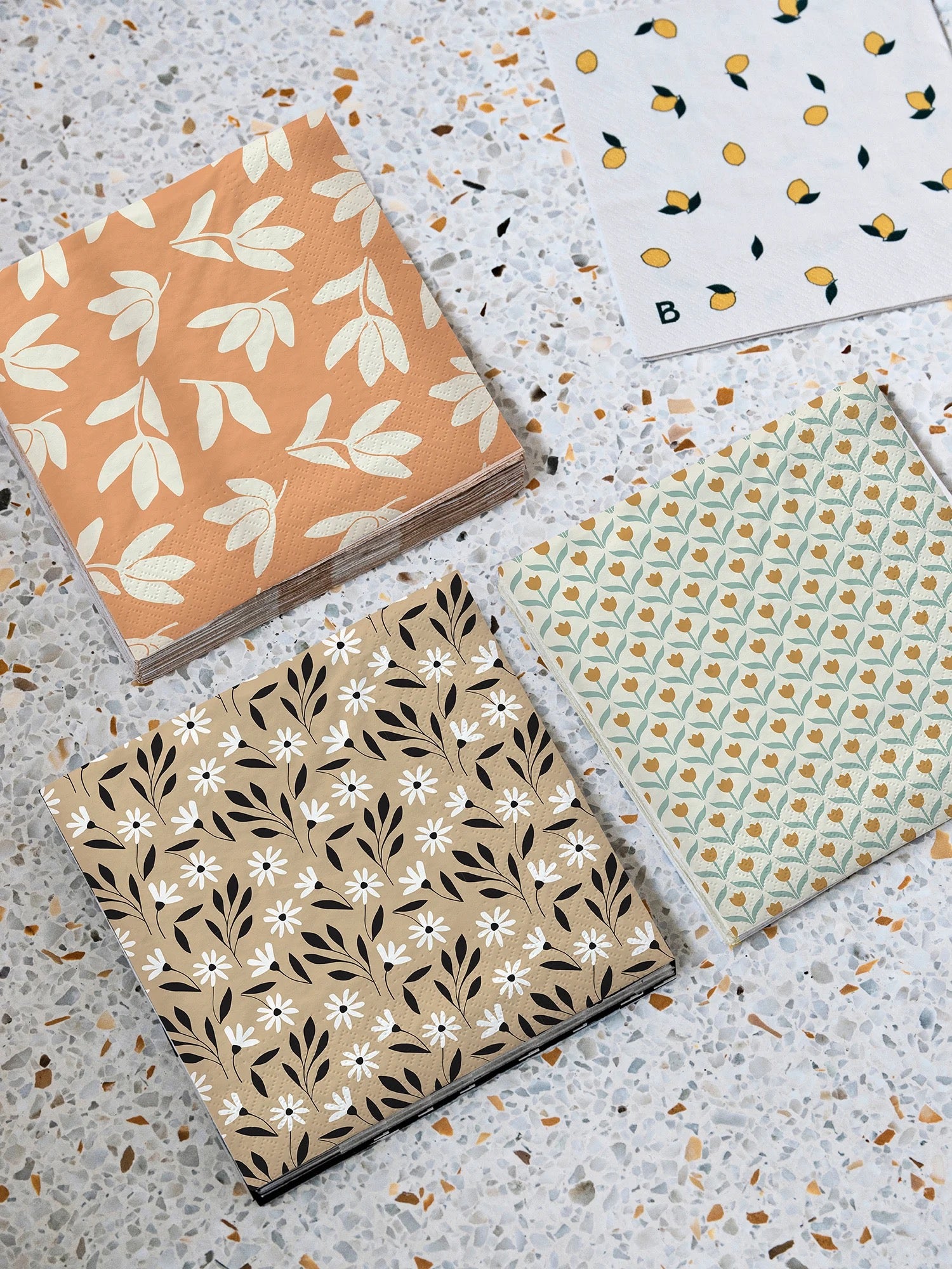 Broste Paper Napkin Meadow - Beige/Black