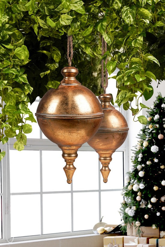 Oversized Antique Gold Metal Finial Hanging Decoration - Small