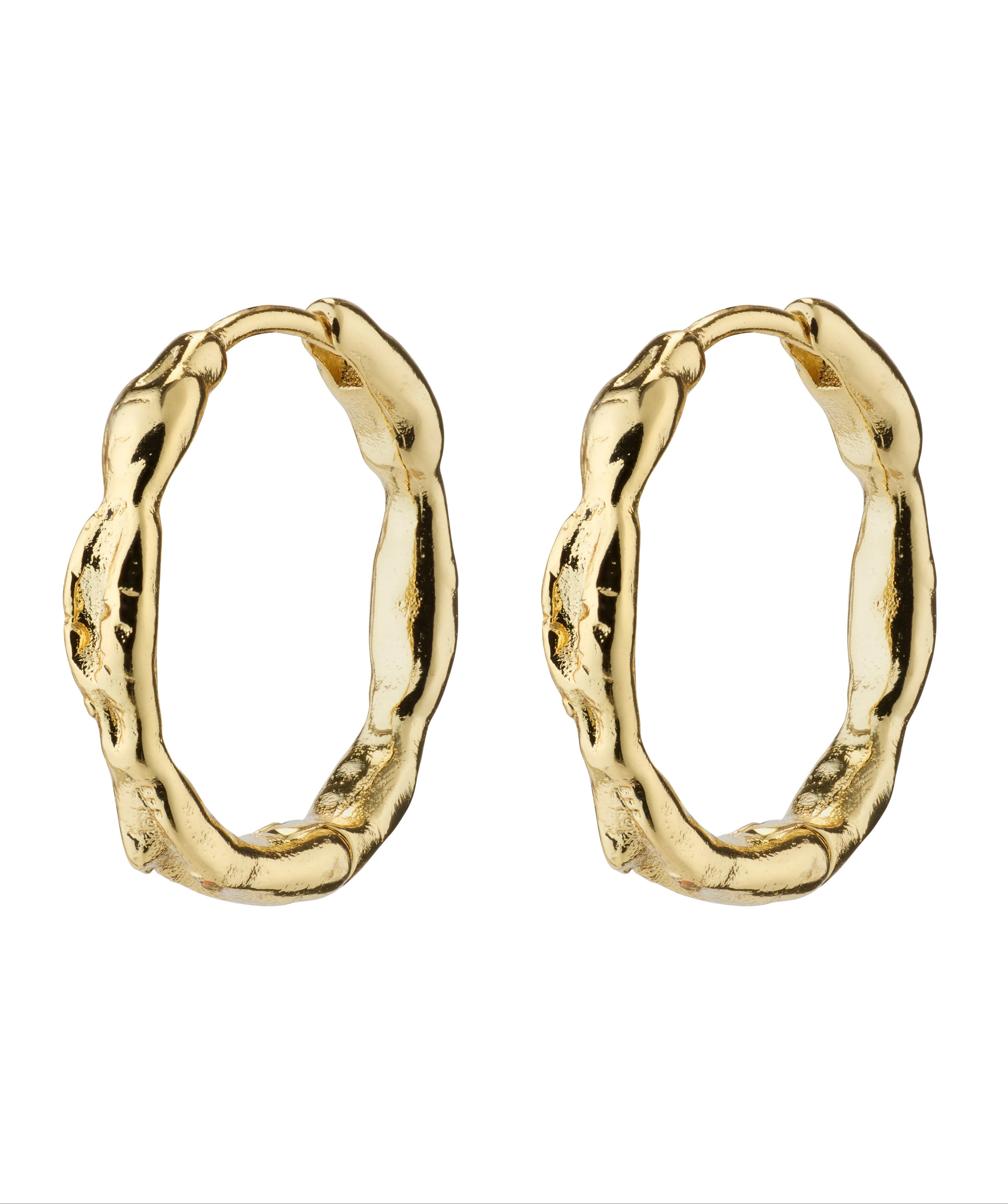 Eddy Recycled Organic Shaped Medium Hoops  - Gold Plated