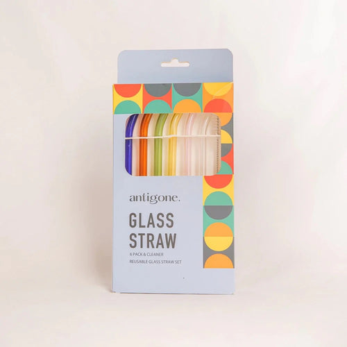 Reusable Glass Straws Set of 6 - Short Bend Multi