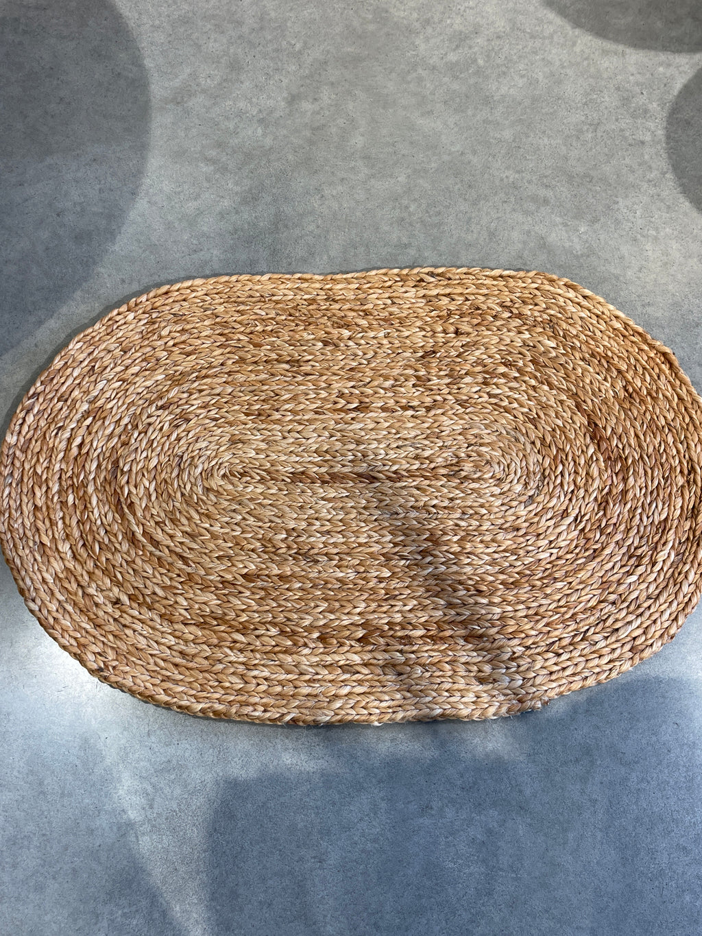 Jute Rug Braided Oval Natural Brown 60 x 90cm