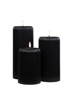 LED Ribbed Pillar Candle - Black