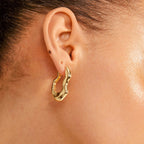 Loulia Recycled Wavy Earrings - Gold Plated