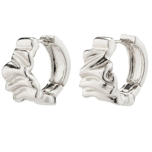 Willpower Recycled Huggie Hoop Earrings - Silver Plated