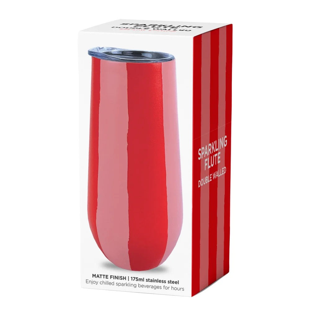 Double Walled Flute 175ml - Red Stripe