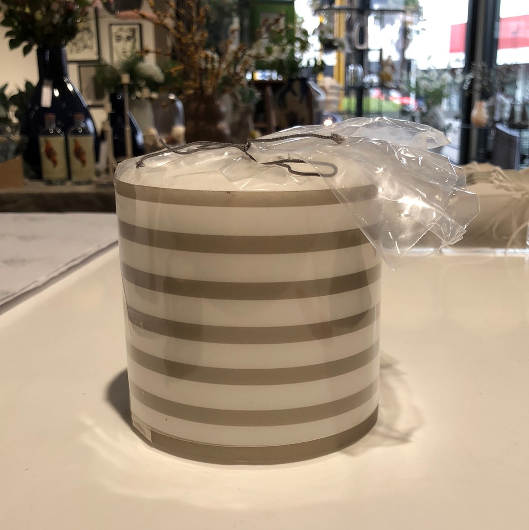 Pillar Candle - Taupe Stripe