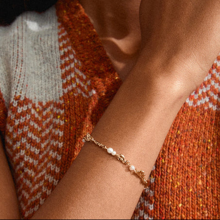 Sloan Recycled Bracelet - Gold Plated - White