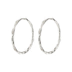 Eddy Recycled Organic Shaped Maxi Hoops  - Silver Plated