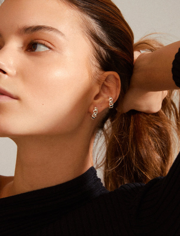 Desiree Recycled Hoop and Cuff Earrings - Silver Plated