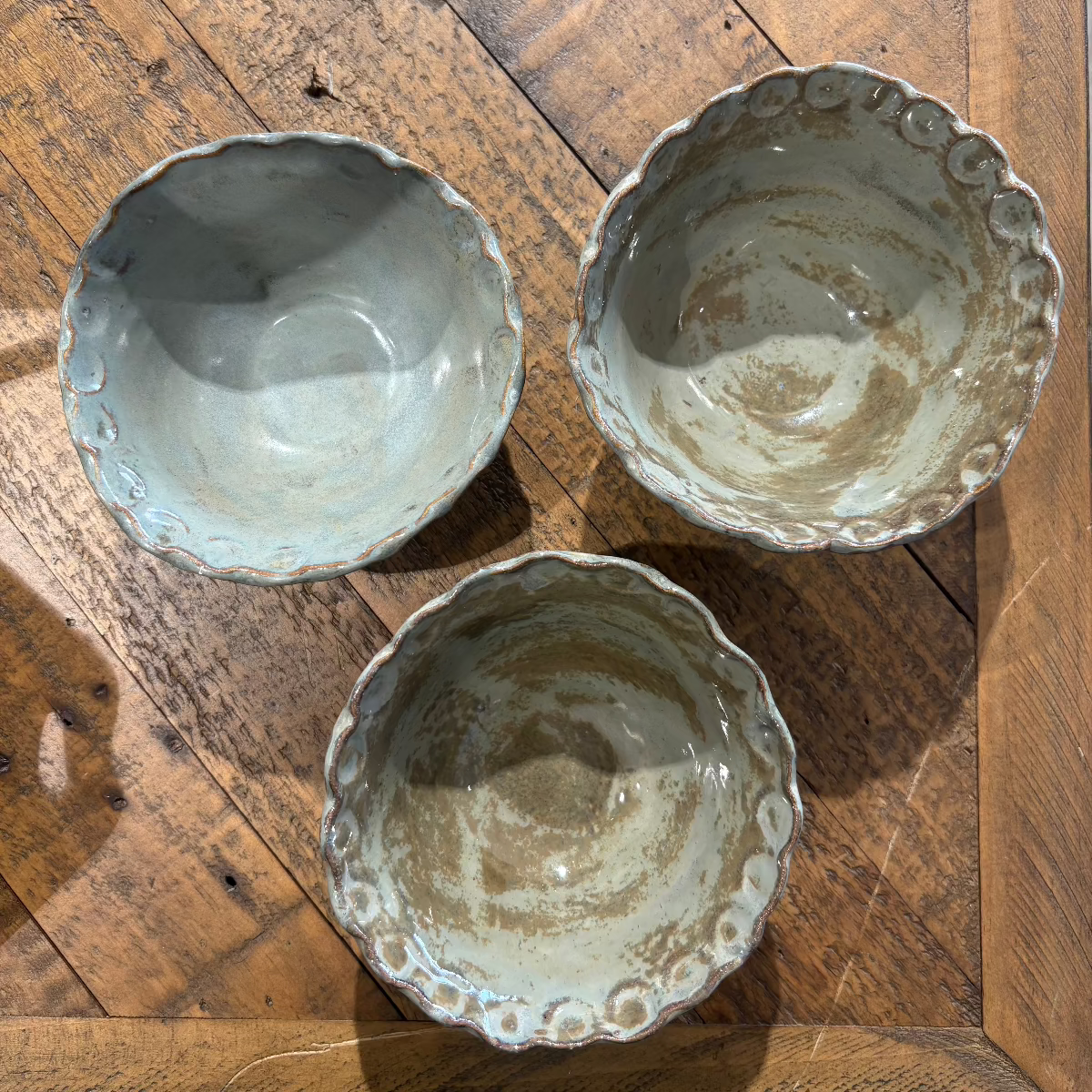 Magnolia Lane Ceramic Ruffle Condiment Bowl - Green