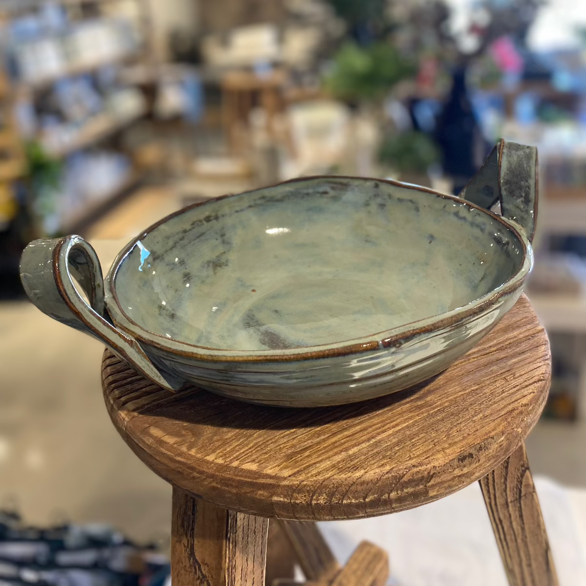Magnolia Lane Handled Serving Bowl - green