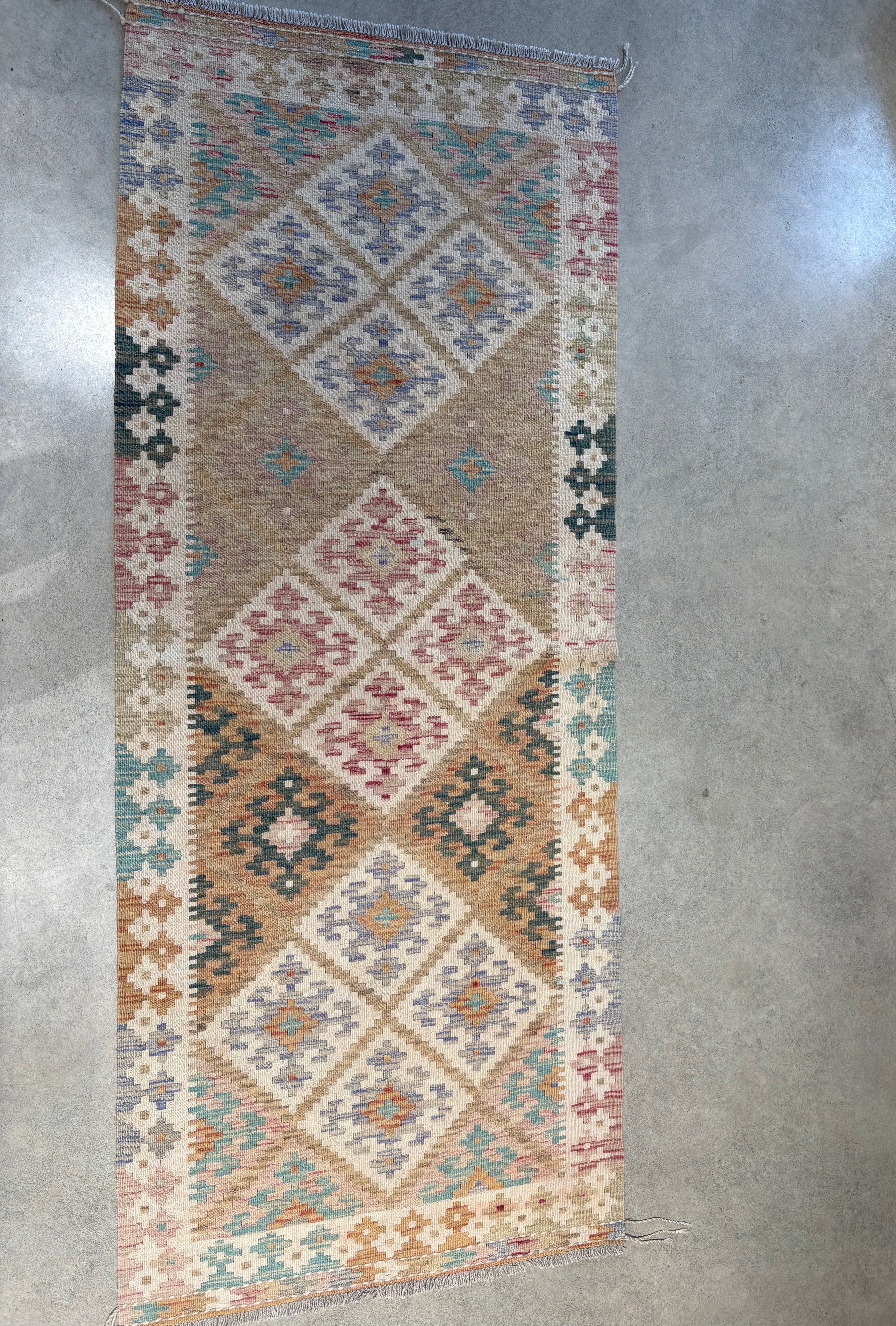 Vintage Handknotted Afghan Chobi Kilim  205 x 82cm piece 848