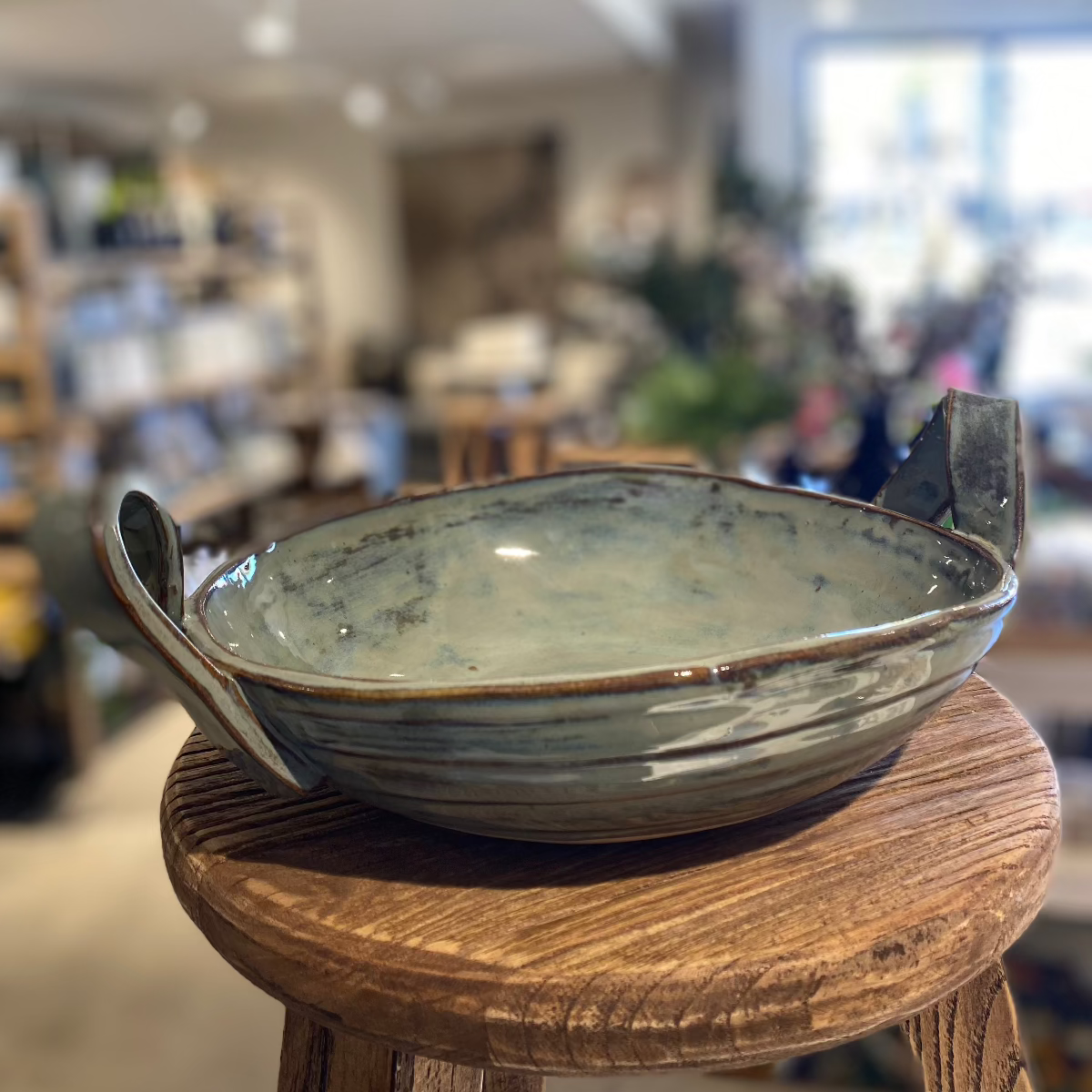 Magnolia Lane Handled Serving Bowl - green