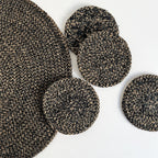 Seagrass / Jute Round Coaster Set of 4 - Black/Natural
