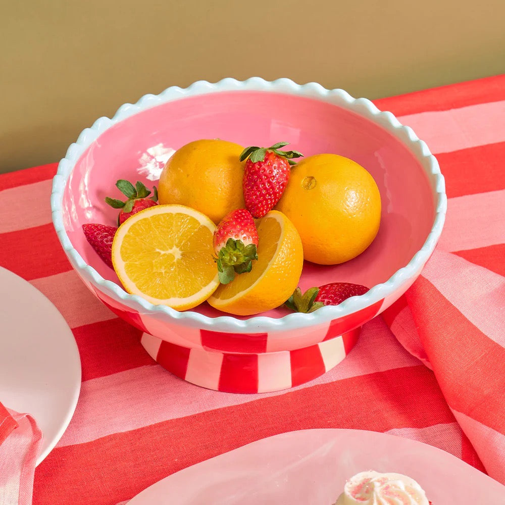 Striped Ceramic Fruit Bowl