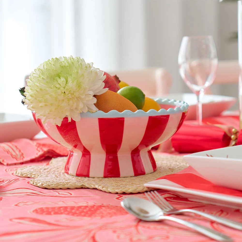 Striped Ceramic Fruit Bowl